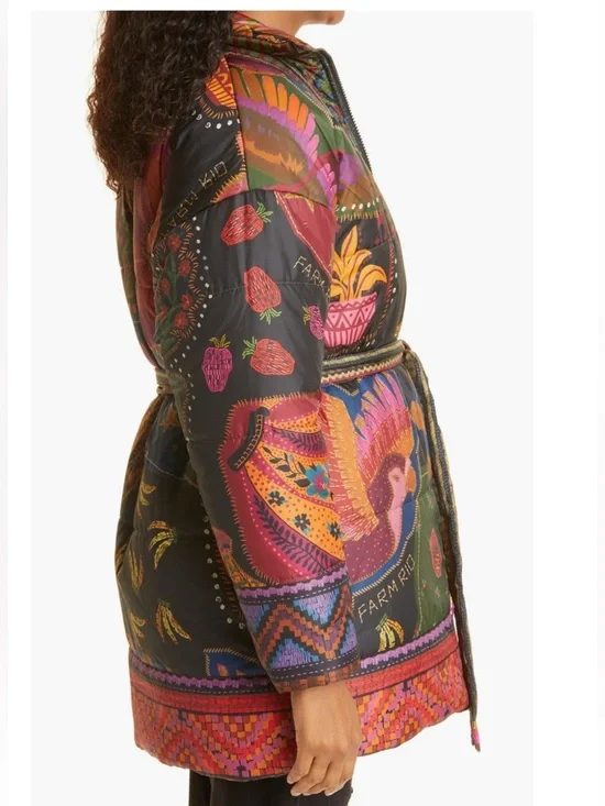 NWT Farm Rio Crazy Mix Reversible Puffer Jacket Size M - Picture 7 of 8